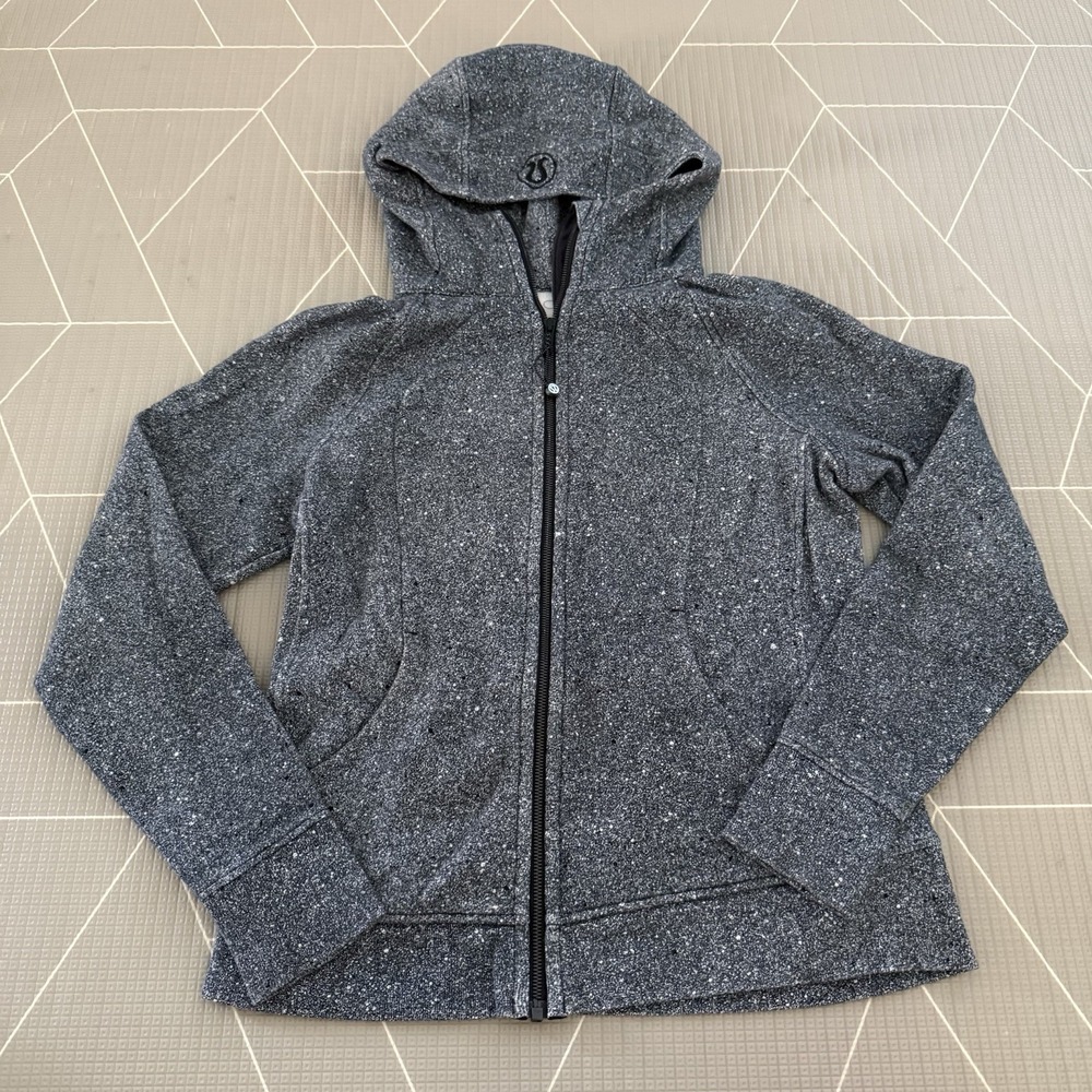 Lululemon Scuba Hoodie *Light Cotton Fleece Size 12 Splatter White Black LW4AWPS